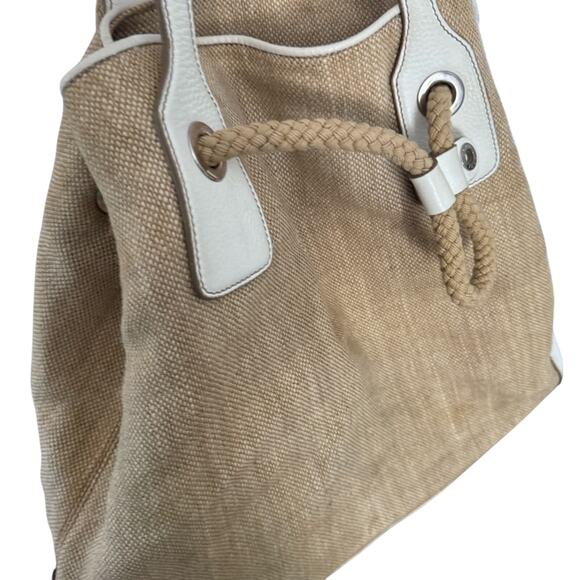 Tod's Straw Woven Tote Bag with Dustbag Beige White Rope Handles Large Size - Picture 5 of 11